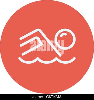 Beach wave thin line icon Stock Vector