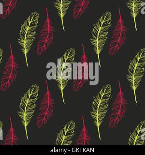 Peacock feather seamless pattern on the background. Stock Vector