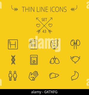 Medicine thin line icon set Stock Vector