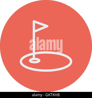 Golf flag in hole thin line icon Stock Vector