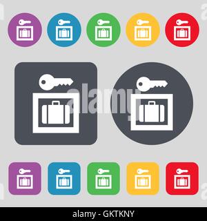 Luggage Storage icon sign. A set of 12 colored buttons. Flat design. Vector Stock Vector