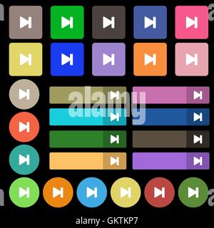 next track  icon sign. Set from twenty seven multicolored flat buttons. Vector Stock Vector