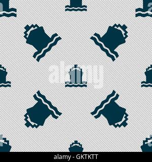 ship icon sign. Seamless pattern with geometric texture. Vector Stock Vector