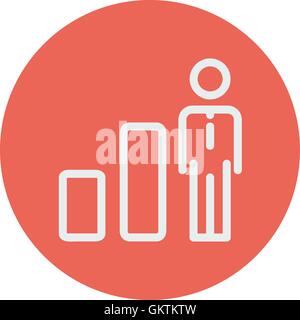 Businessman and graph thin line icon Stock Vector