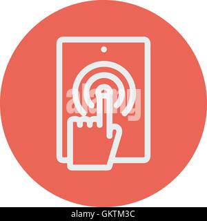 Touch mark in mobile phone thin line icon Stock Vector