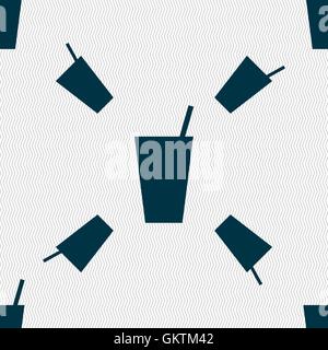 cocktail icon sign. Seamless pattern with geometric texture. Vector Stock Vector