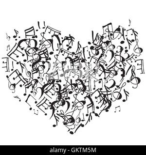 Heart shape symbol of notes. Vector illustration Stock Vector