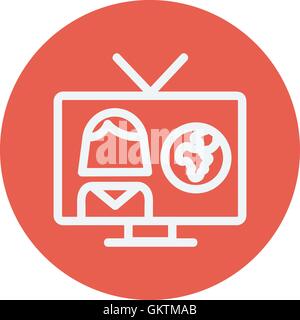 TV weather reporter thin line icon Stock Vector