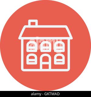 Retro flat house thin line icon Stock Vector