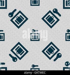 Luggage Storage icon sign. Seamless pattern with geometric texture. Vector Stock Vector