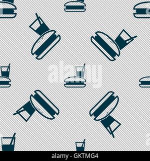 lunch box icon sign. Seamless pattern with geometric texture. Vector Stock Vector