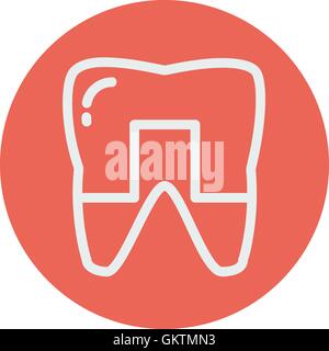 Crowned tooth thin line icon Stock Vector