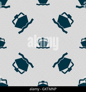 the boat icon sign. Seamless pattern with geometric texture. Vector Stock Vector
