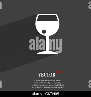 glass of wine icon symbol Flat modern web design with long shadow and space for your text. Vector Stock Vector