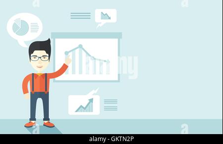 Finance officer showing a finance chart. Stock Vector