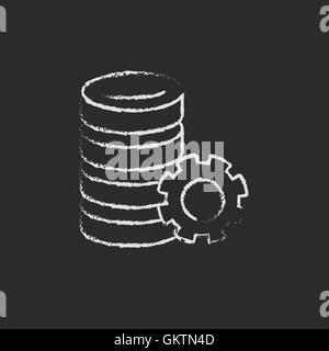 Server with gear drawn in chalk Stock Vector