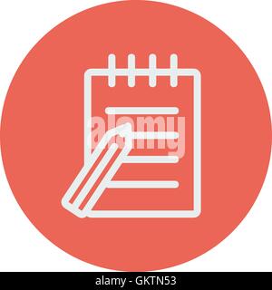 Writing pad with pen thin line icon Stock Vector
