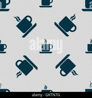 coffee icon sign. Seamless pattern with geometric texture. Vector Stock Vector