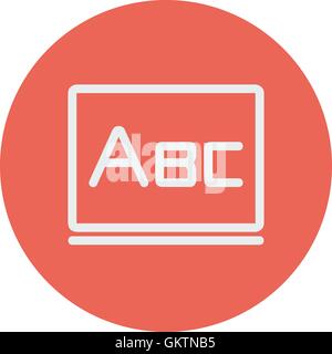 Big letters ABC on the blackboard thin line icon Stock Vector