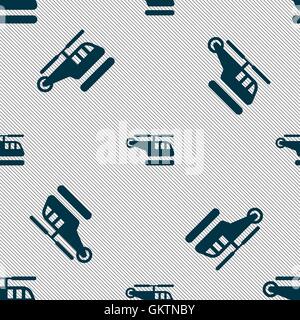 helicopter icon sign. Seamless pattern with geometric texture. Vector Stock Vector