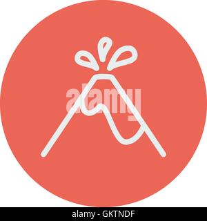 Volcano exploding thin line icon Stock Vector