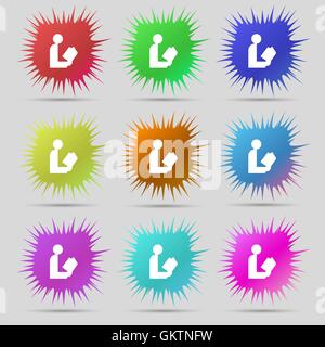 read a book icon sign. A set of nine original needle buttons. Vector Stock Vector