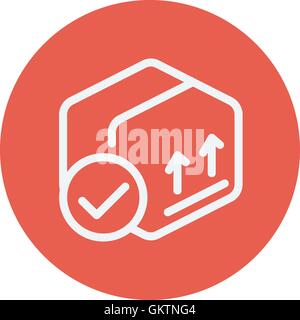 Box with validation mark thin line icon Stock Vector