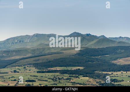 View from the restaurant on the summit of Puy De Dome Volcano Auvergne France Stock Photo