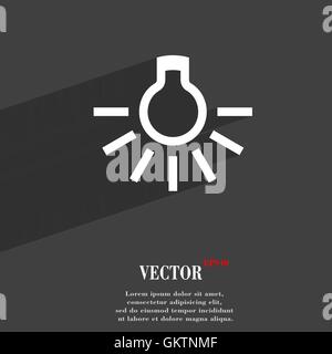 light bulb icon symbol Flat modern web design with long shadow and space for your text. Vector Stock Vector