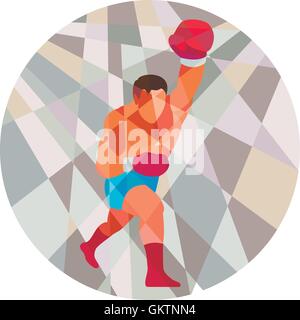 Boxer Boxing Punching Circle Low Polygon Stock Vector