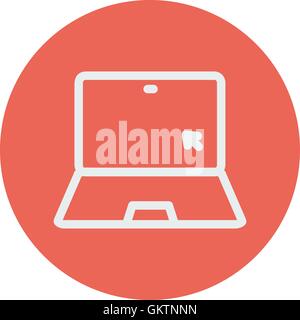 Laptop and cursor thin line icon Stock Vector