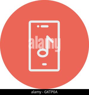 Phone with musical note thin line icon Stock Vector