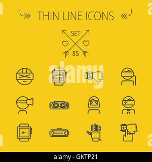 Technology thin line icon set Stock Vector