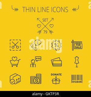 Business shopping thin line icon set Stock Vector