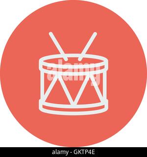 Drum with stick thin line icon Stock Vector