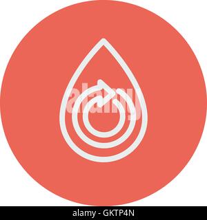 Water drop with spiral arrow thin line icon Stock Vector