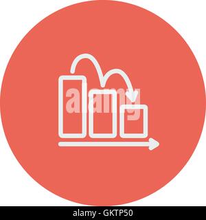 Business graph down thin line icon Stock Vector