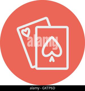 Playing cards thin line icon Stock Vector