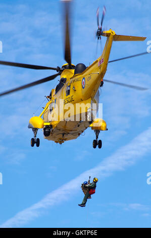 Casualty Airlift, Westland Sea King HAR 3, Penrhyn Port, Bangor, North Wales, Stock Photo