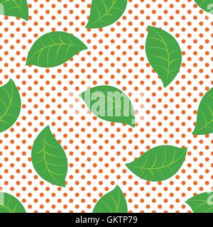 Green leaves seamless pattern on a background. Vector illustration Eps 10. Stock Vector