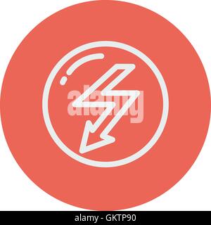 Bubble with lightning arrow thin line icon Stock Vector