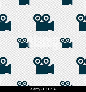 video camera icon sign. Seamless pattern with geometric texture. Vector Stock Vector