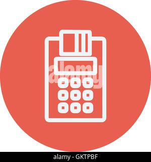 Electric calculator with paper thin line icon Stock Vector