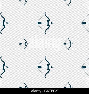 bow and arrow icon sign. Seamless pattern with geometric texture. Vector Stock Vector