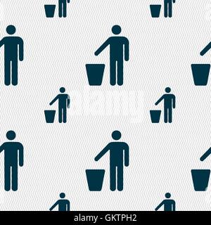 throw away the trash icon sign. Seamless pattern with geometric texture. Vector Stock Vector