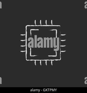Circuit board drawn in chalk Stock Vector