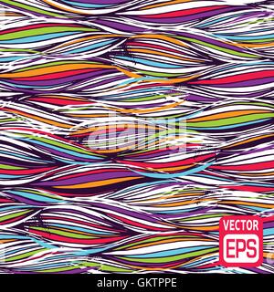 Abstract multicolor hand-drawn waves texture, wavy background. Stock Vector