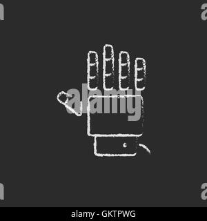 Robot hand drawn in chalk Stock Vector