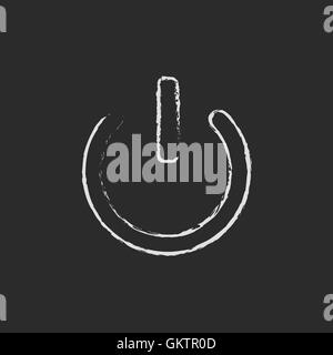 Power button drawn in chalk Stock Vector