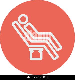 Man sitting on the dental chair thin line icon Stock Vector